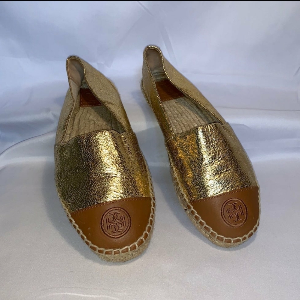 Tory Burch Espadrille gold and brown size 9.5